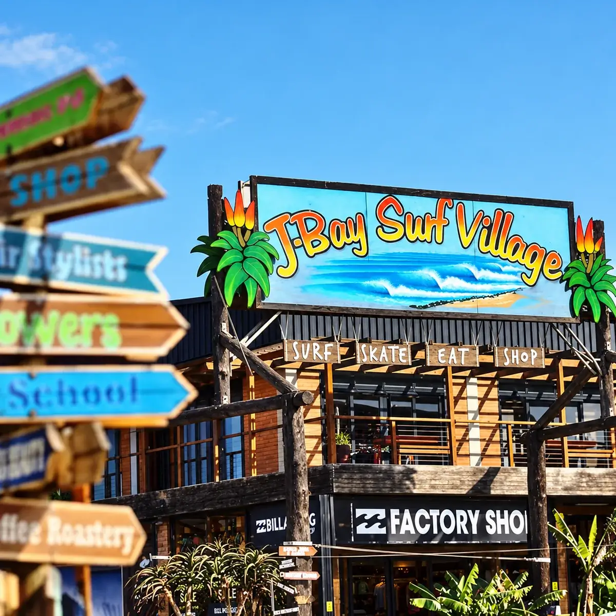 Surf Village shops and signs
