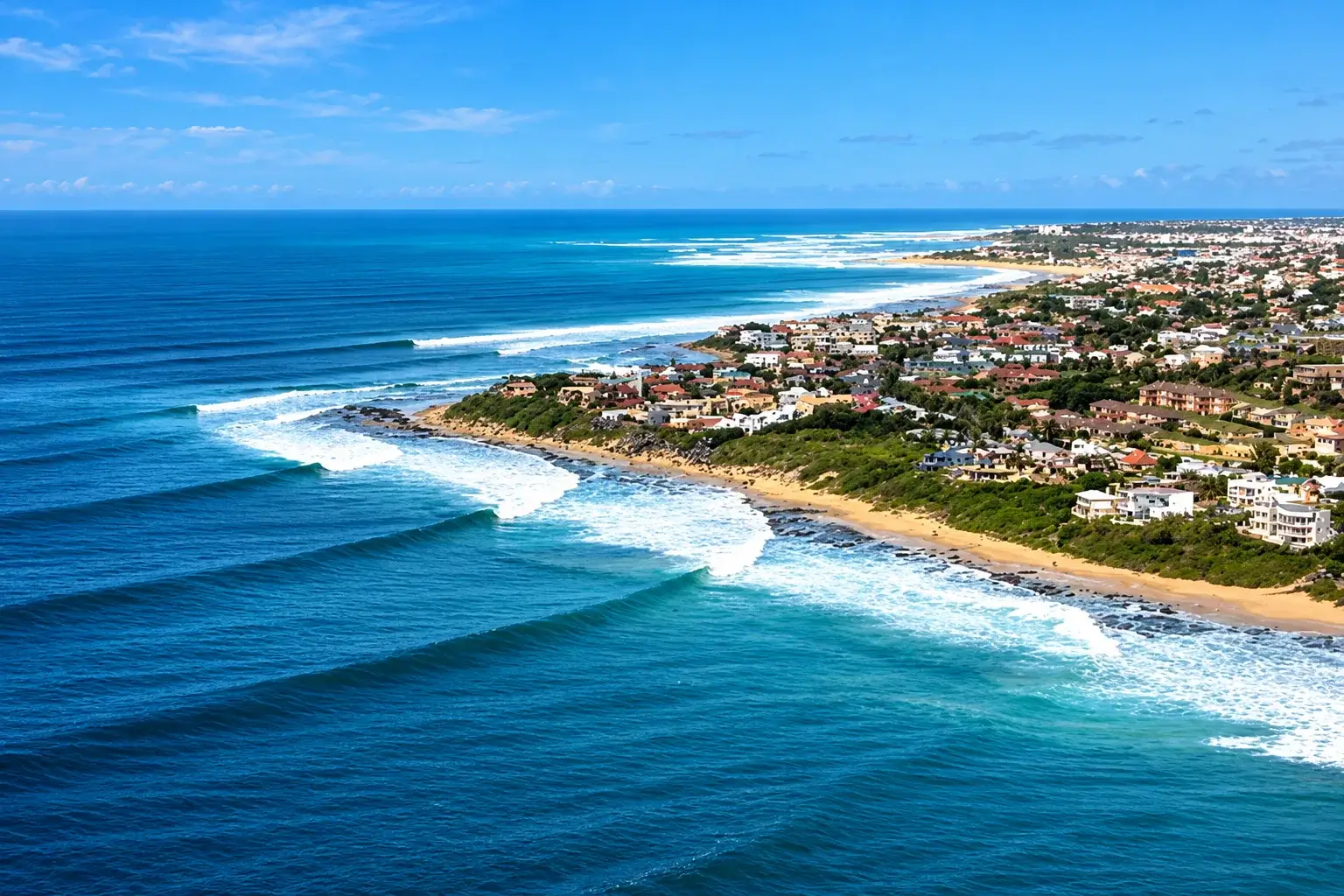 Waves along the Jeffreys Bay coastline